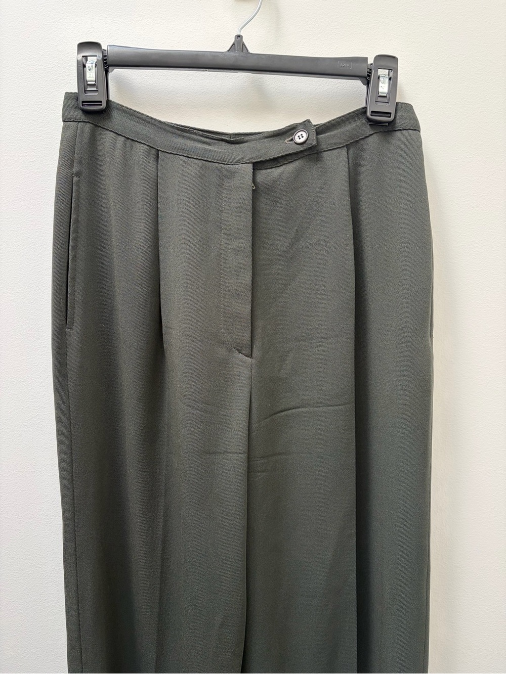 Calvin Klein Collection Vintage 90s Green Pleated Wool Blend Trouser Size 6 - Picture 2 of 8